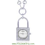 Charles Hubert Swarovski Crystal White Dial Lock Pendant Watch