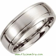 Cobalt SIZE 08.50 08.00 MM SATIN/POLISHED GRVD SLGTY DOMED RND EDGE BAND