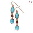 Copper-tone Aqua & Brown Beads Dangle Earrings