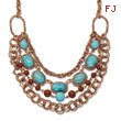 Copper-tone Aqua & Brown Beads Multistrand 16