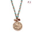 Copper-tone Aqua Beads Peace Pendant 16