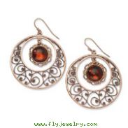 Copper-tone Circle Filigree With Sienna Crystal Dangle Earrings