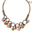 Copper-tone Orange Enamel Floral Design 16