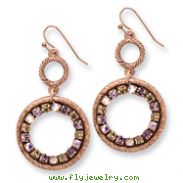 Copper-tone Purple, Pink & Yellow Crystal Circle Drop Earrings