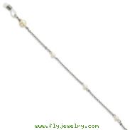 Cultura Glass Pearl Eyeglass Holder Silver-Tone 30" Chain