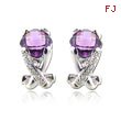 Cushion Cut Amethyst With White Gold Diamond Earrings