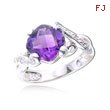 Cushion Cut Amethyst With White Gold Diamond Ring