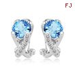 Cushion Cut Blue Topaz With White Gold Diamond Earrings