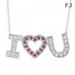 Diamond & Pink Sapphire I Love You Pendant Necklace