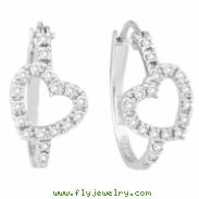 Diamond Heart Hoop Earrings White Gold