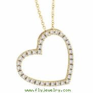 Diamond Heart Pendant Necklace Yellow Gold