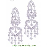 Diamond hearts chandelier earrings