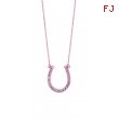 Diamond Horseshoe Pendant Necklace Pink Gold
