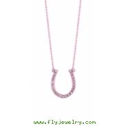 Diamond Horseshoe Pendant Necklace Pink Gold