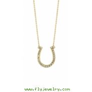 Diamond Horseshoe Pendant Necklace Yellow Gold