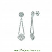 Diamond round & square drop earrings
