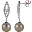 EARRING NONE ROUND 09.00 MM PEARL NONE Complete with Stone 14kt White Polished 1/4 CTW DIA AND TAHIT