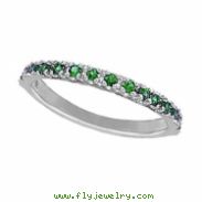 Emerald Stackable Ring, 14K White Gold