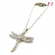 Fashion Jewelry Silver-Tone Dragonfly Necklace with Clear Rhinestones