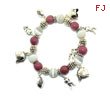 Football Theme Silver Tone Multicolor Charms Bracelet