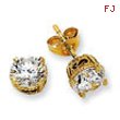 Gold-plated & Black-plated Sterling Silver 6.5mm CZ Stud Earrings