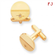 Gold-plated .01 Ct. Diamond Polished Florentined Cuff Links