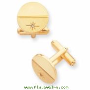 Gold-plated .01 Ct. Diamond Polished Florentined Cuff Links