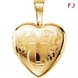 Gold Plated Sterling 12.50X12.00 MM Polished CROSS HEART LOCKET