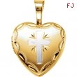 Gold Plated Sterling 12.50X12.00 MM Polished HEART CROSS LOCKET