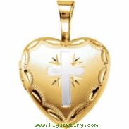 Gold Plated Sterling 12.50X12.00 MM Polished HEART CROSS LOCKET