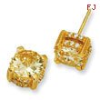 Gold-plated Sterling Silver 8mm Canary Cubic Zirconia Stud Earrings