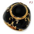 Gold-plated Sterling Silver Blk Enam Simulated Onyx Ring