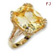 Gold-plated Sterling Silver Champ/Wht CZ Ring