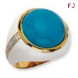 Gold-plated Sterling Silver Wht Enam Simulated Turquoise & CZ Ring