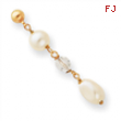 Gold-plated White Glass Pearl and Crystal Drop Earrings