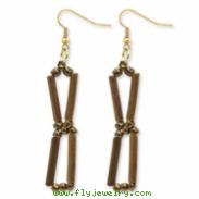 Gold-tone Bamboo & Acrylic Bead Dangle Earrings