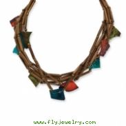 Gold-tone Bamboo, Capiz Shell & Acrylic Bead Necklace