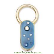 Gold-tone Blue Enamel With Crystals Key Fob