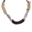 Gold-tone Coconut & White Wood Aster Fabric Necklace