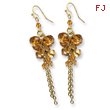 Gold-tone Dark Yellow Crystal Beaded Cluster Drop Earrings