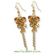 Gold-tone Dark Yellow Crystal Beaded Cluster Drop Earrings