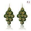 Gold-tone Green Enamel Dangle Earrings