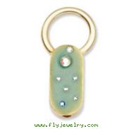 Gold-tone Green Enamel With Crystals Key Fob