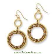 Gold-tone Light & Dark Yellow Crystal Circle Drop Earrings