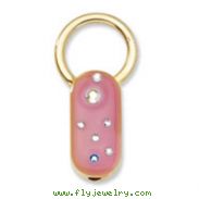 Gold-tone Pink Enamel With Crystals Key Fob