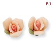 Gold-Tone Pink Porcelain Rose Post Earrings