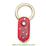 Gold-tone Red Enamel With Crystals Key Fob