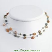 Labradorite/Red Moonstone/Cultured Pearl/Crystal Necklace chain