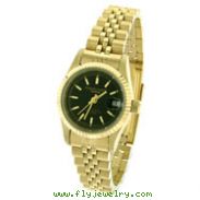 Ladies' Charles Hubert 14K Gold-Plated Stainless Steel Black Dial Watch