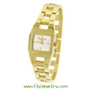 Ladies' Charles Hubert 14K Gold-Plated Stainless Steel Square Face Watch